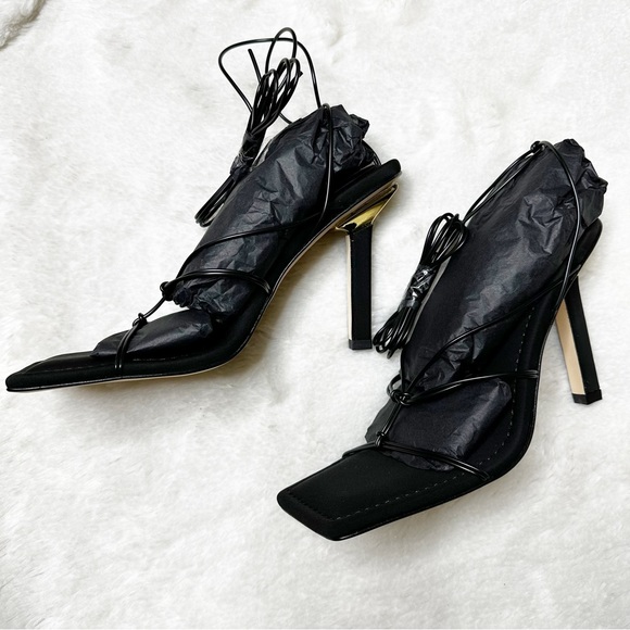 NIB $195 Good American Cage Slanted Strappy Neoprene Heel Sandals Womens 7.5, 10 - Picture 6 of 12